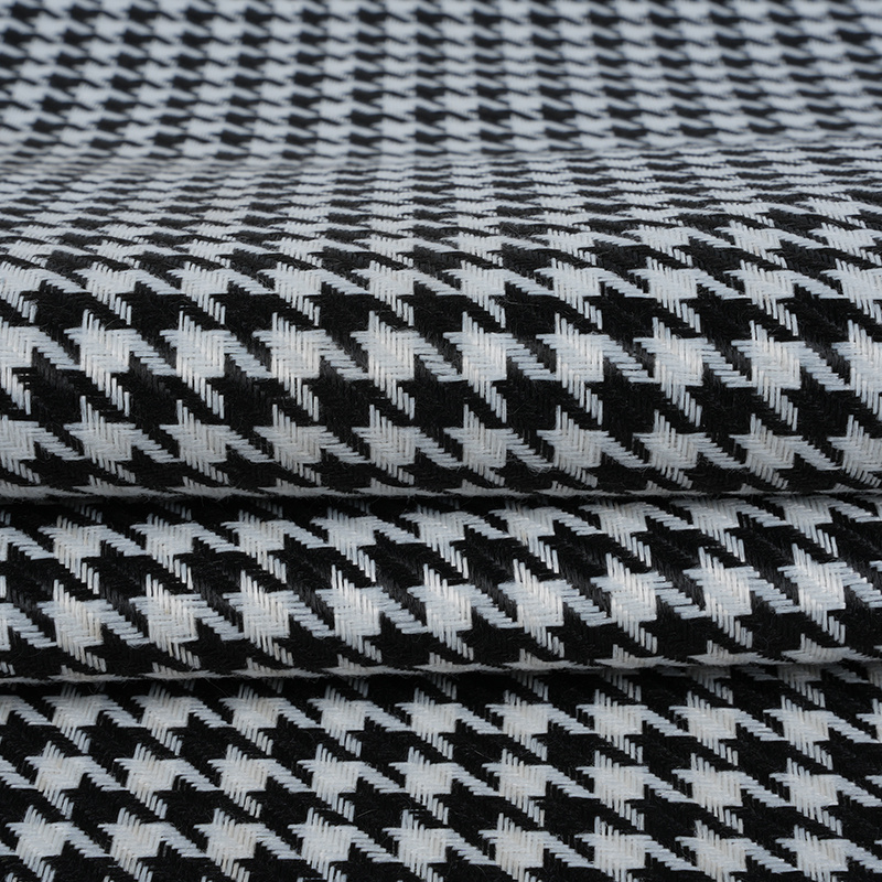 Houndstooth Plaid Polyester Linen Fabric